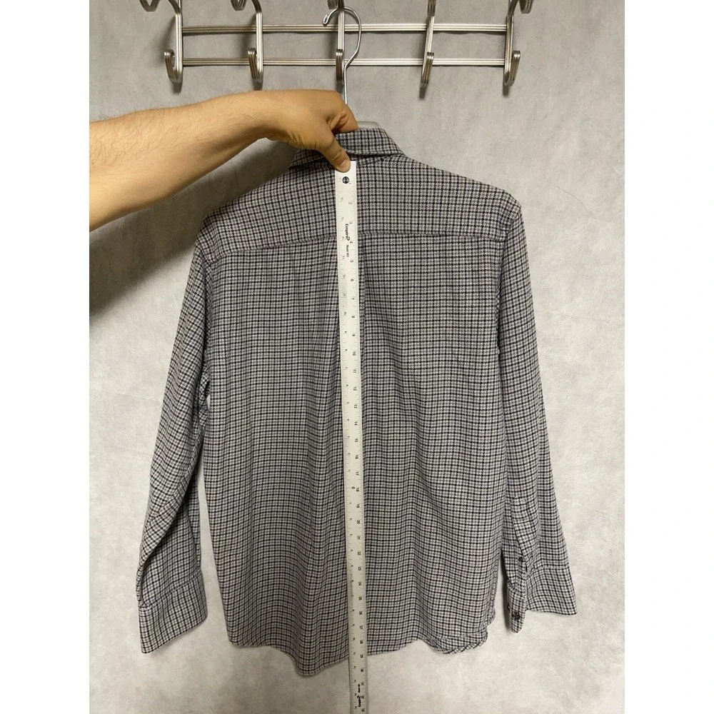 Banana Republic Shirt Men S Gray Houndstooth Wool Blend Flannel Button Up Cowboy